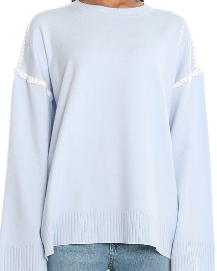 Baby Blue Contrast Knit Sweater