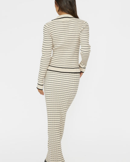 Oat Flare Ribbed Knit Maxi Skirt Stripe