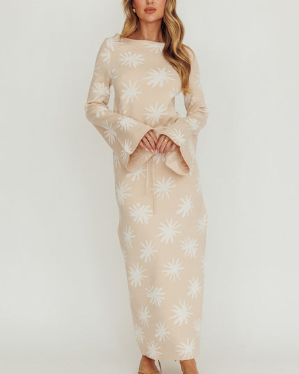Sand Star Print Knit Maxi Dress