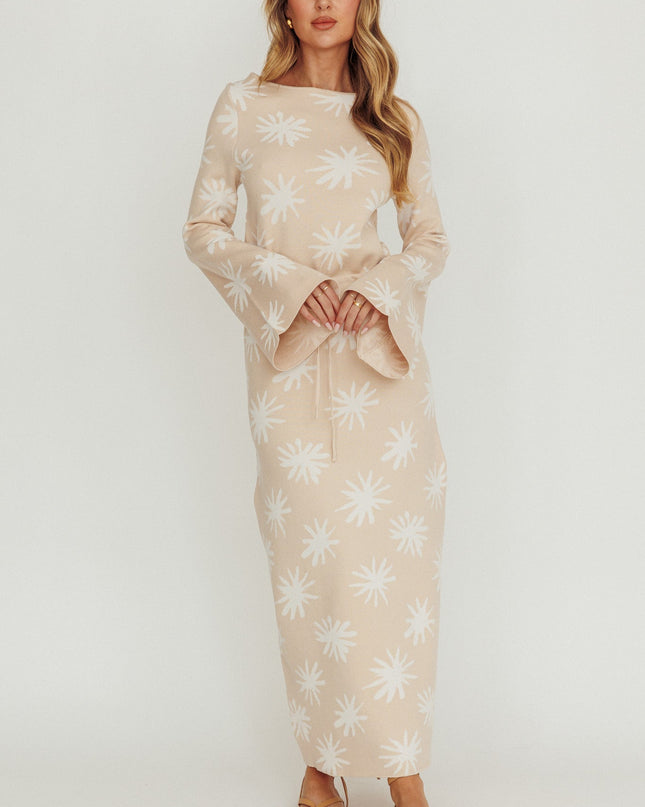 Sand Star Print Knit Maxi Dress
