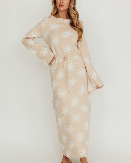 Sand Star Print Knit Maxi Dress