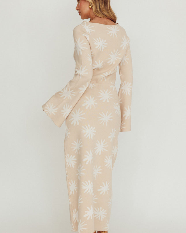 Sand Star Print Knit Maxi Dress