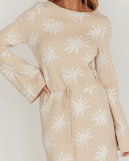 Sand Star Print Knit Maxi Dress