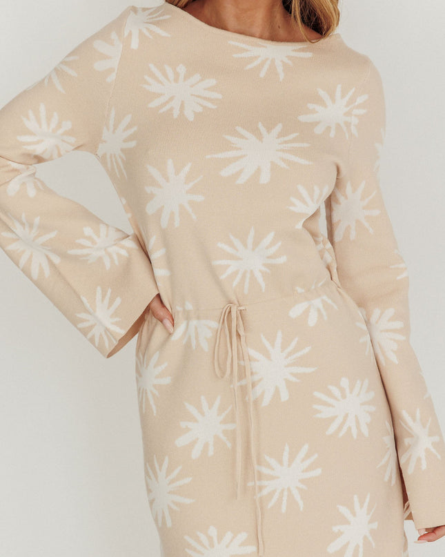Sand Star Print Knit Maxi Dress