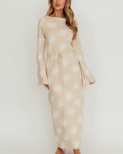 Sand Star Print Knit Maxi Dress