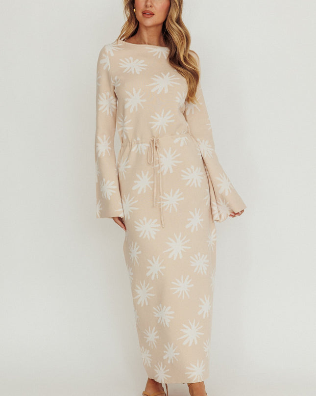 Sand Star Print Knit Maxi Dress