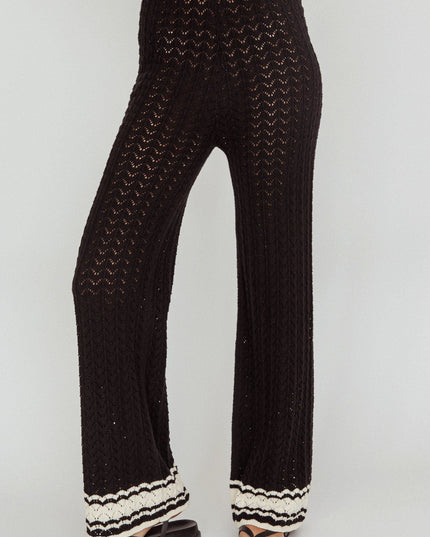 Black Cotton Straight Leg Knit Pants