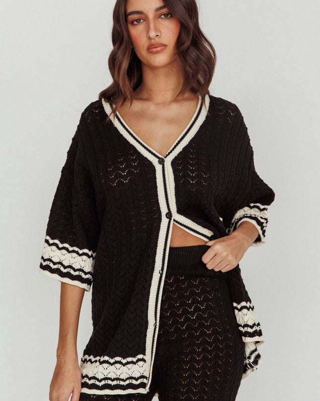 Black Cotton Relaxed Knit Shirt