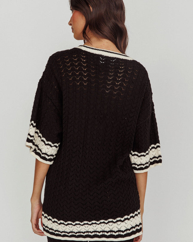 Black Cotton Relaxed Knit Shirt