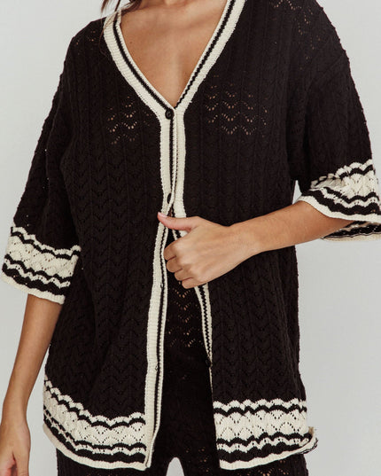 Black Cotton Relaxed Knit Shirt