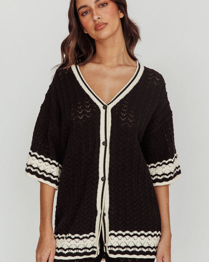 Black Cotton Relaxed Knit Shirt