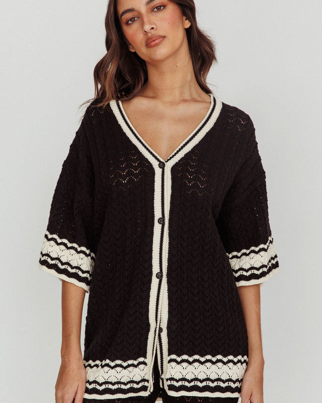 Black Cotton Relaxed Knit Shirt