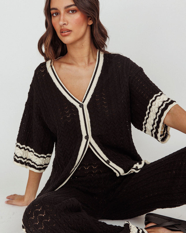 Black Cotton Relaxed Knit Shirt