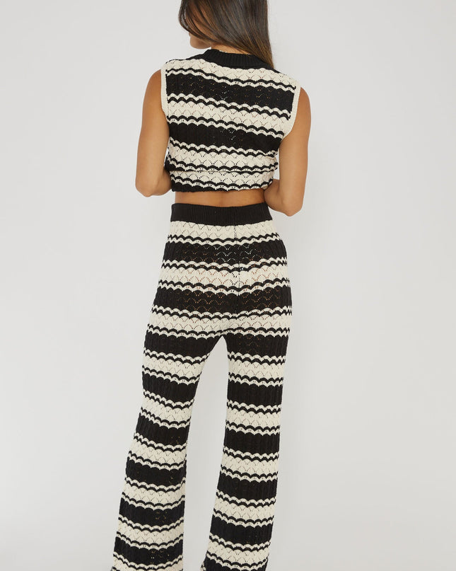 Black/White Waist Crochet Pants