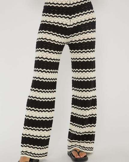Black/White Waist Crochet Pants