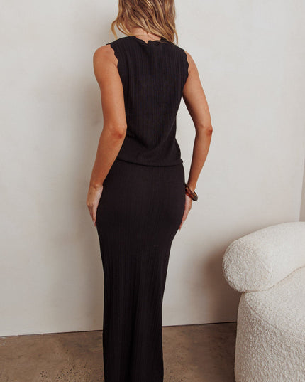 Black Knit Maxi Skirt