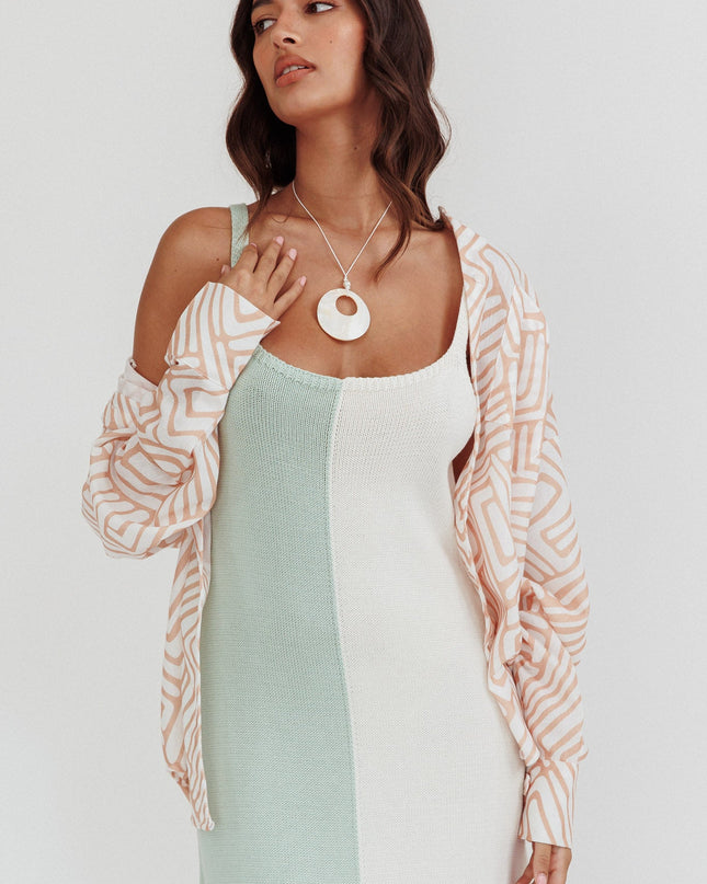 Peach Long Sleeve Shirt Print