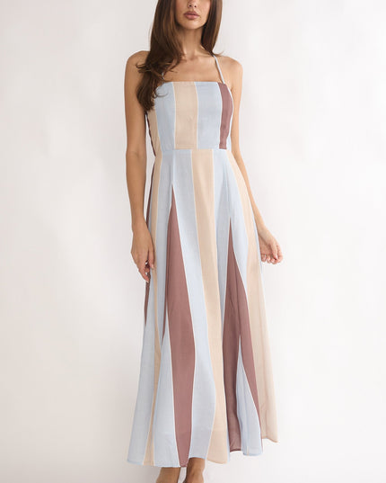 Stripe Olga Criss-Cross Back Maxi Dress
