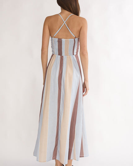 Stripe Olga Criss-Cross Back Maxi Dress