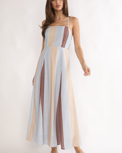 Stripe Olga Criss-Cross Back Maxi Dress