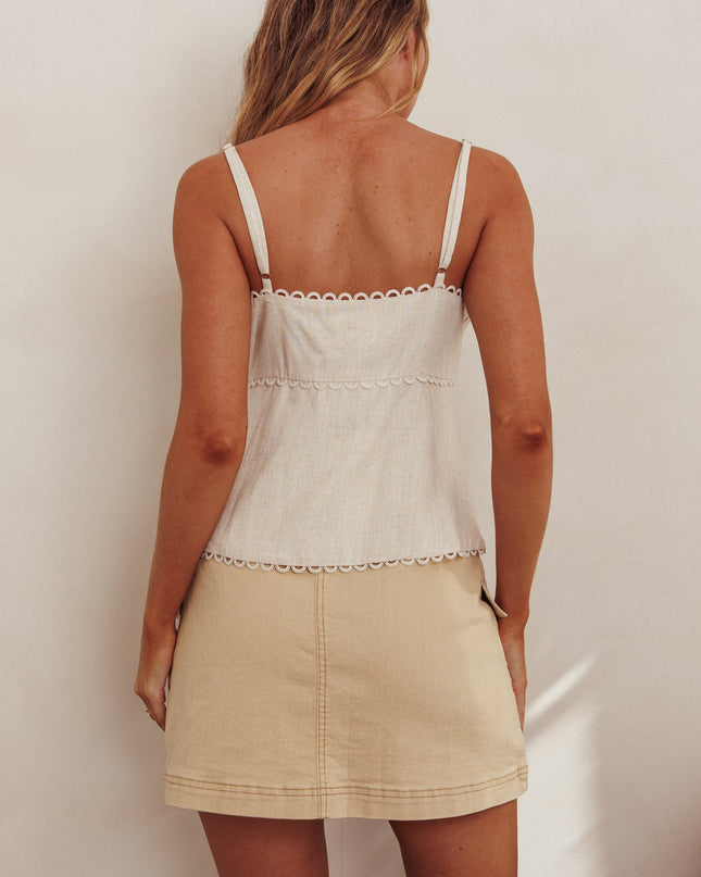 Beige Out Faux Pocket Mini Skirt