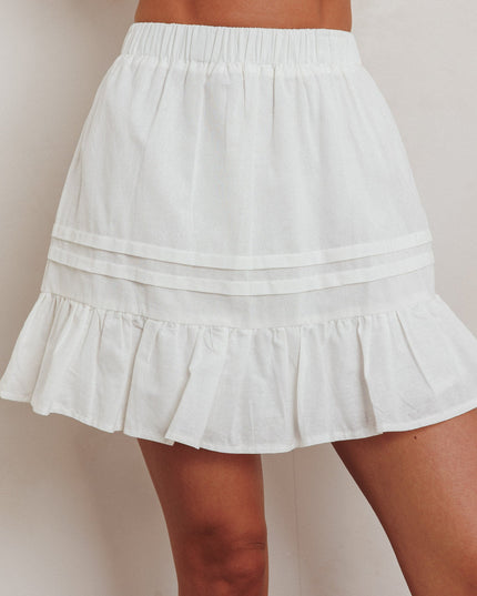 White Frill Hem Pintuck Skirt