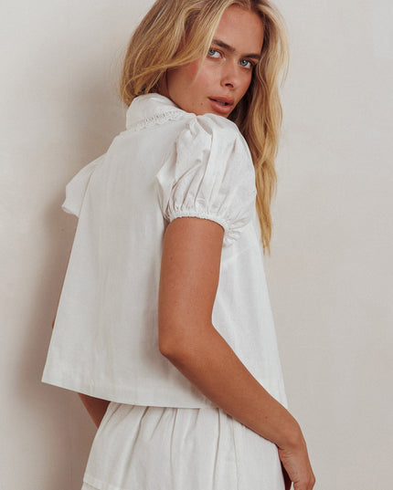 White Tie Front Top