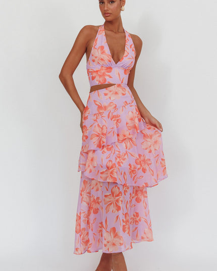 Lilac Halterneck Cut-Out Maxi Dress Floral