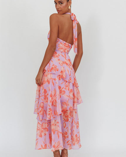 Lilac Halterneck Cut-Out Maxi Dress Floral