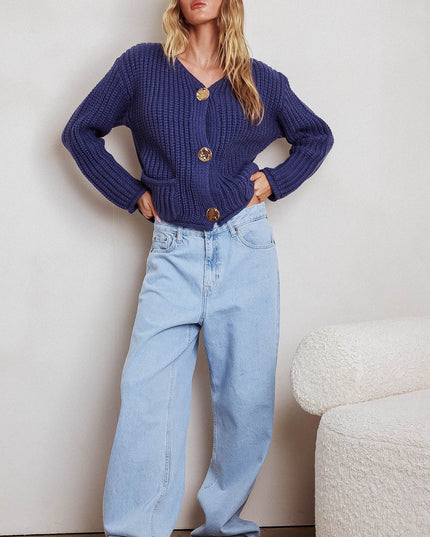 Navy Chunky Knit Cardigan
