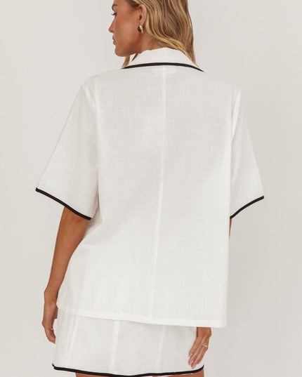 White Caterina Tie-Front Top