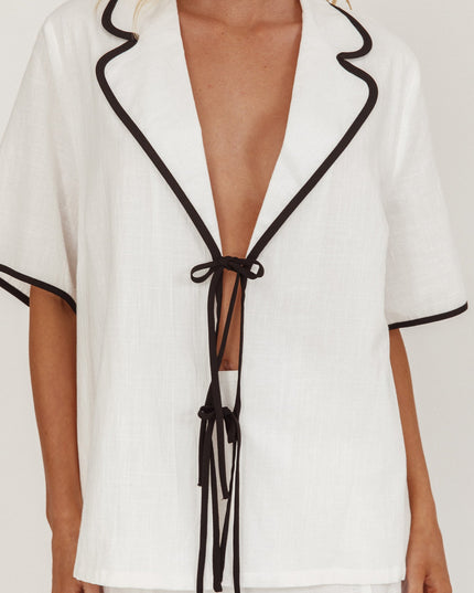 White Caterina Tie-Front Top
