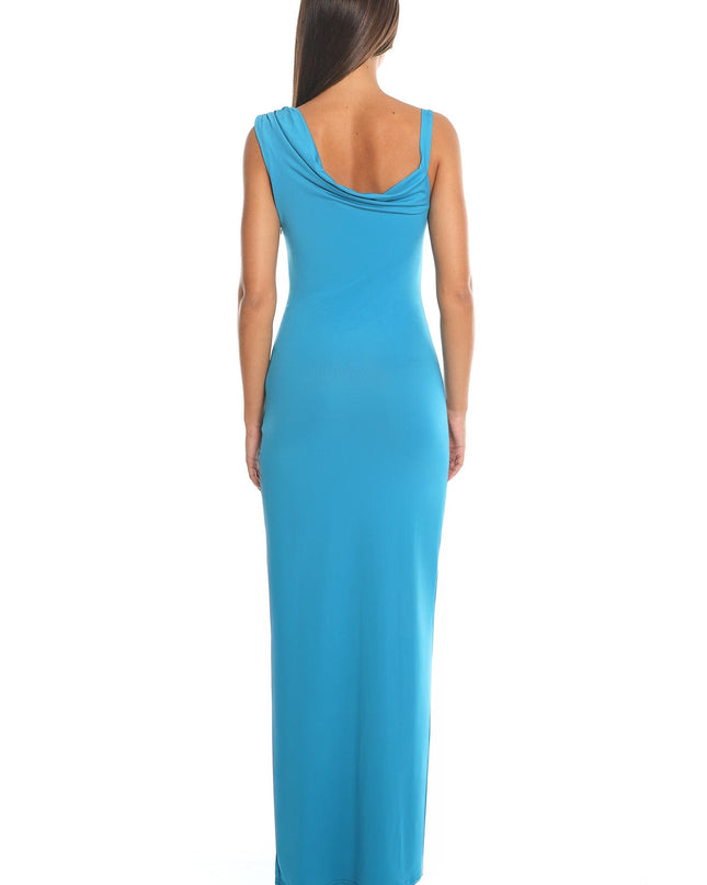 Blue Asymmetric Cut-Out Maxi Dress