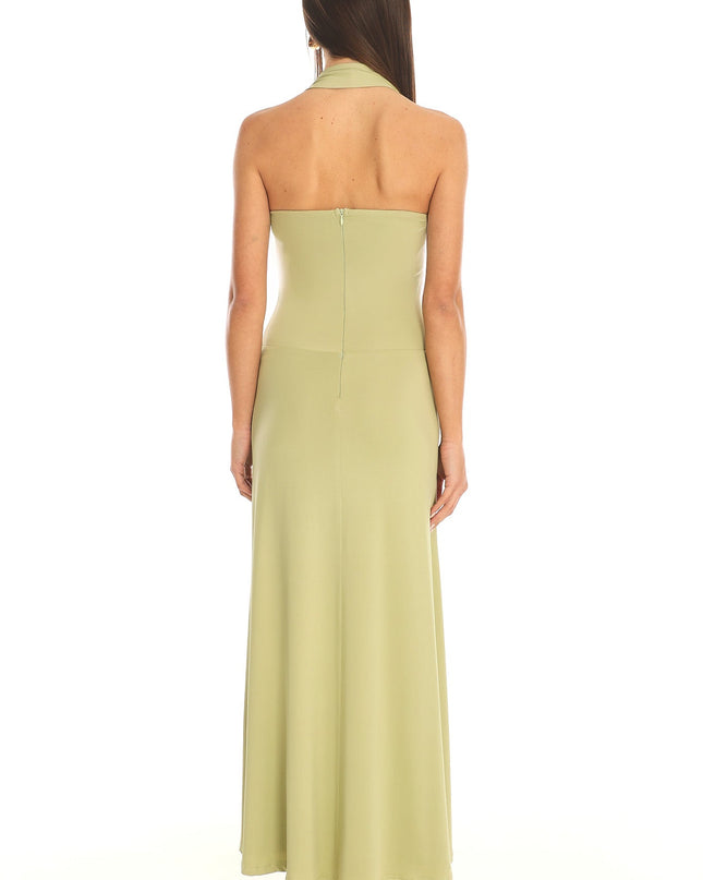 Pistachio Ruched Halter Maxi Dress