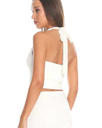 Ivory Snow Song Tie-Front Halter Top