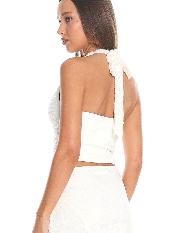Ivory Snow Song Tie-Front Halter Top