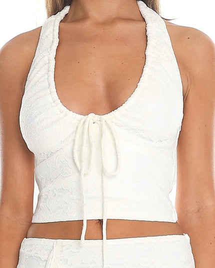Ivory Snow Song Tie-Front Halter Top