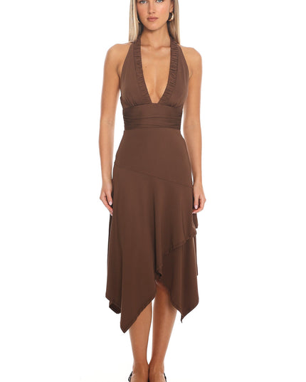 Chocolate Halter Midi Dress
