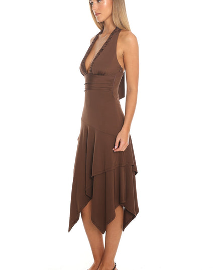 Chocolate Halter Midi Dress
