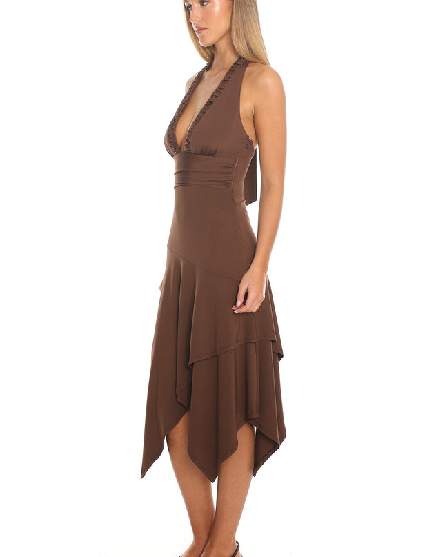 Chocolate Halter Midi Dress