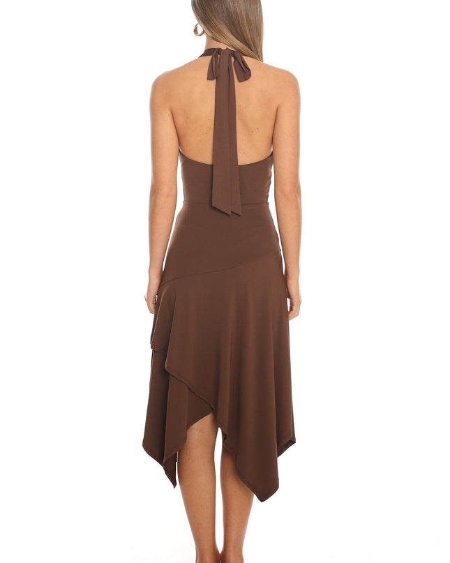 Chocolate Halter Midi Dress