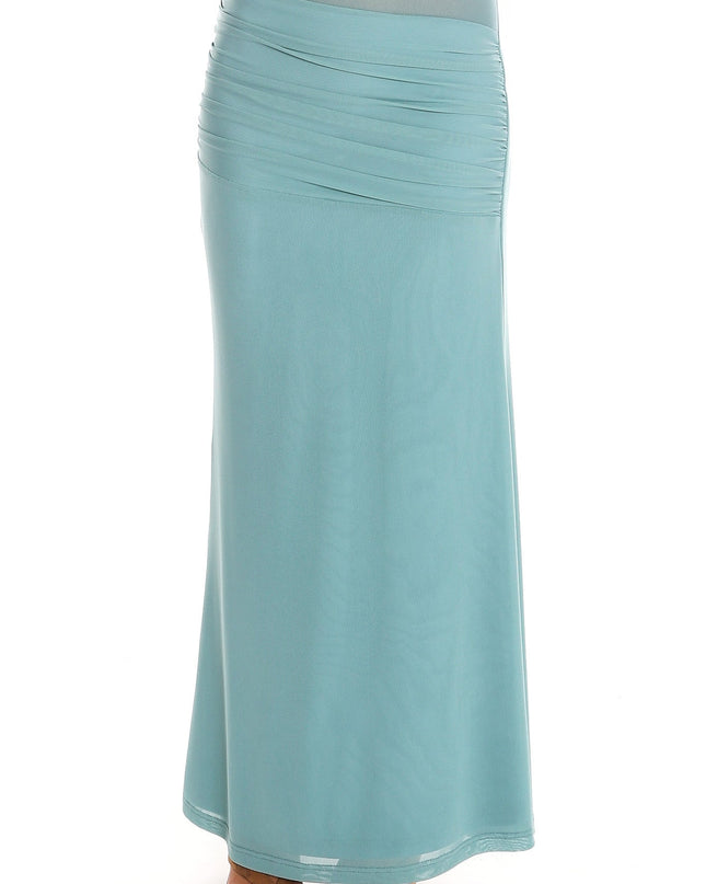 Teal Low Tide Draped Mesh Maxi Skirt