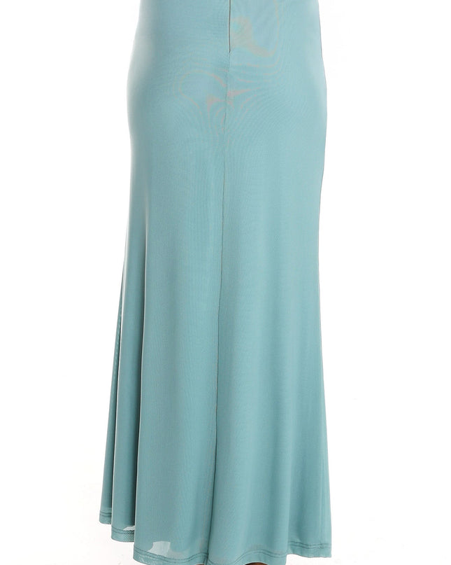 Teal Low Tide Draped Mesh Maxi Skirt