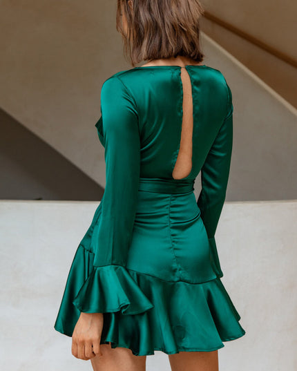 Jade Long Sleeve Ruffle Wrap Dress
