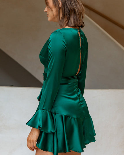 Jade Long Sleeve Ruffle Wrap Dress