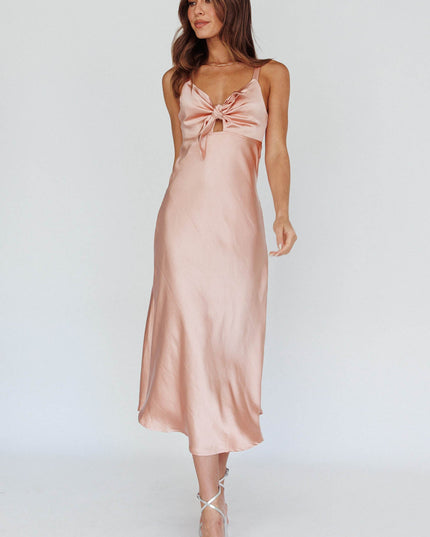 Blush Satin Midi Dress