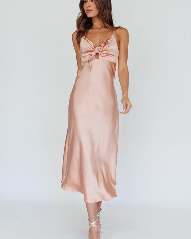 Blush Satin Midi Dress