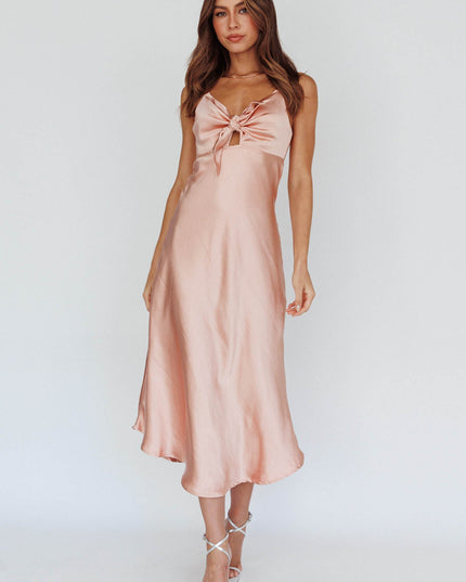 Blush Satin Midi Dress