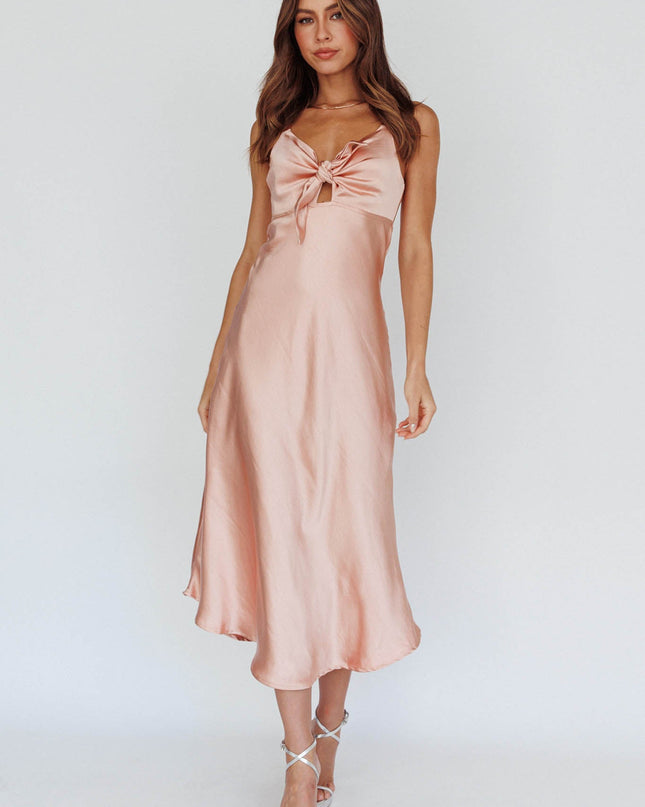 Blush Satin Midi Dress