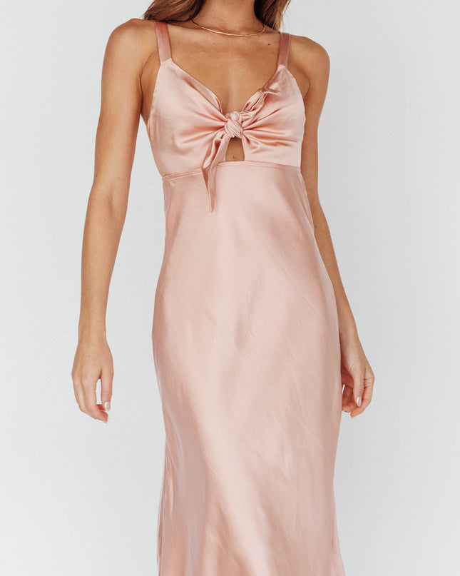 Blush Satin Midi Dress